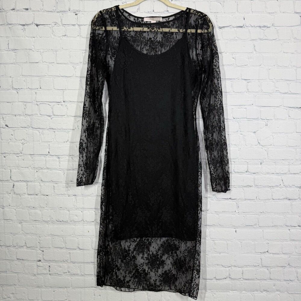 Forever 21 Little Black Dress Women Size Large Sheer Punk Witch Emo Merlina